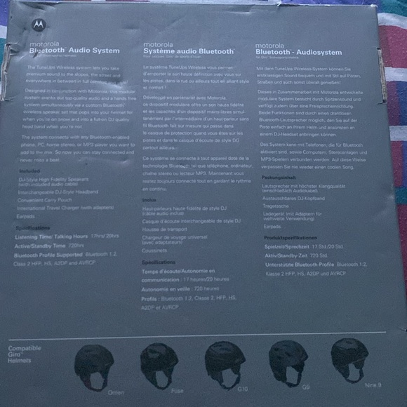 Motorola Bluetooth Audio System For Giro Snowsports Helmets - Picture 6 of 8